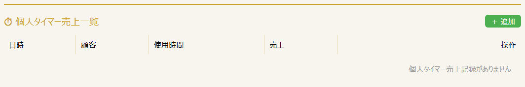 個人タイマー売上一覧(PC表示)